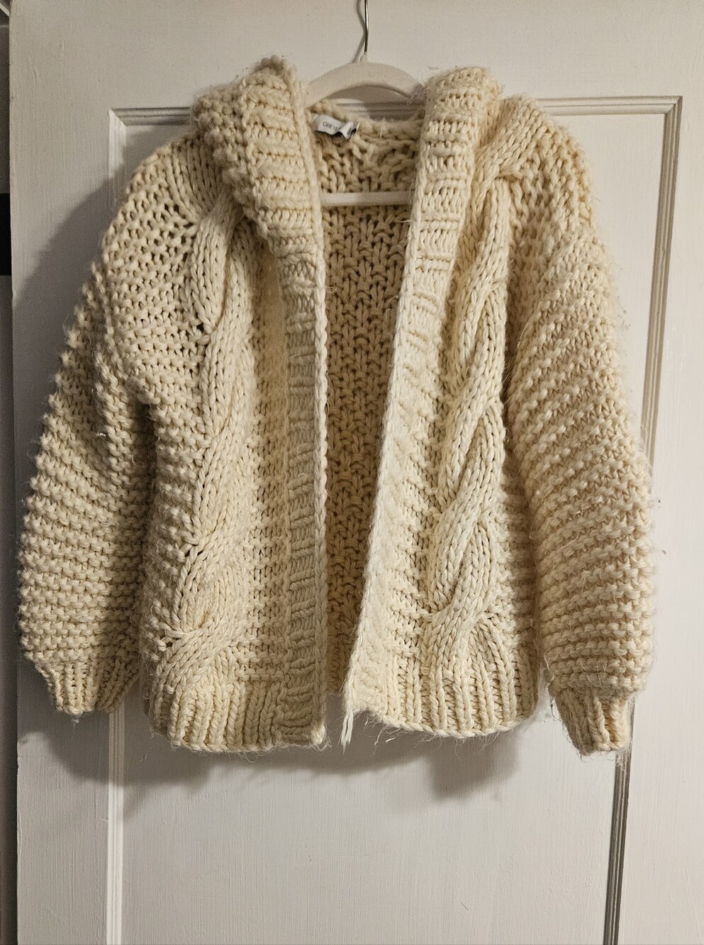 Anthropolpgoe Cream Cable-Knit Open Cardigan Sweater